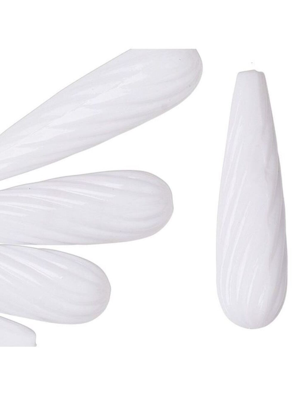 Vintage Germany White Lucite Swirls Acrylic Large 36x10mm Teardrop Beads 2 pcs